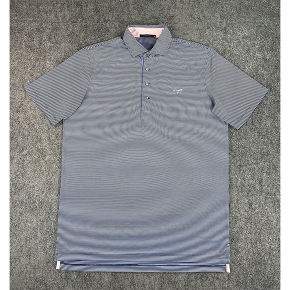 Greyson Golf Polo Shirt Mens Medium Blue Performance Stretch Spur Logo - Picture 2 of 11